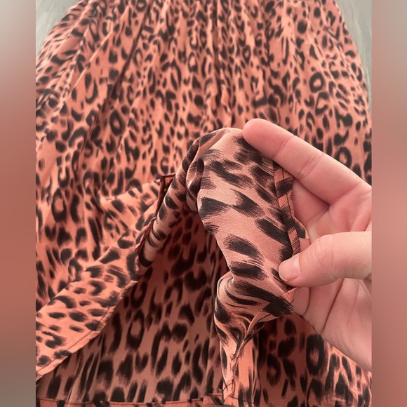 Chartou Pink and Black Pleated Animal Print A-Line MIDI Skirt Size Medium - Picture 6 of 10